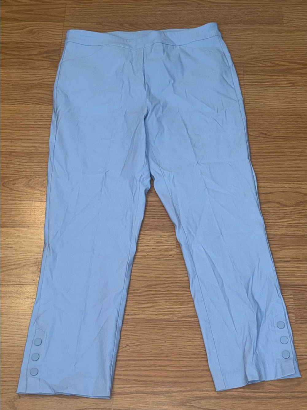 Tribal Light Blue Cropped Button-Hem Pants